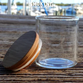 2 inch glass jar and bamboo lid off