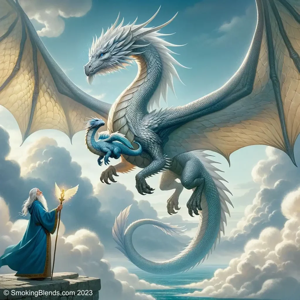 Dragon and Baby Dragon Visiting Merlin
