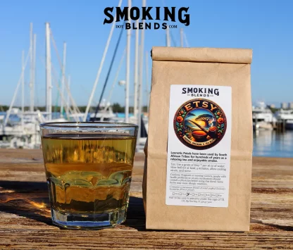 Cup of Etsy Herbal Tea and Smoking Blend and 1 oz Package