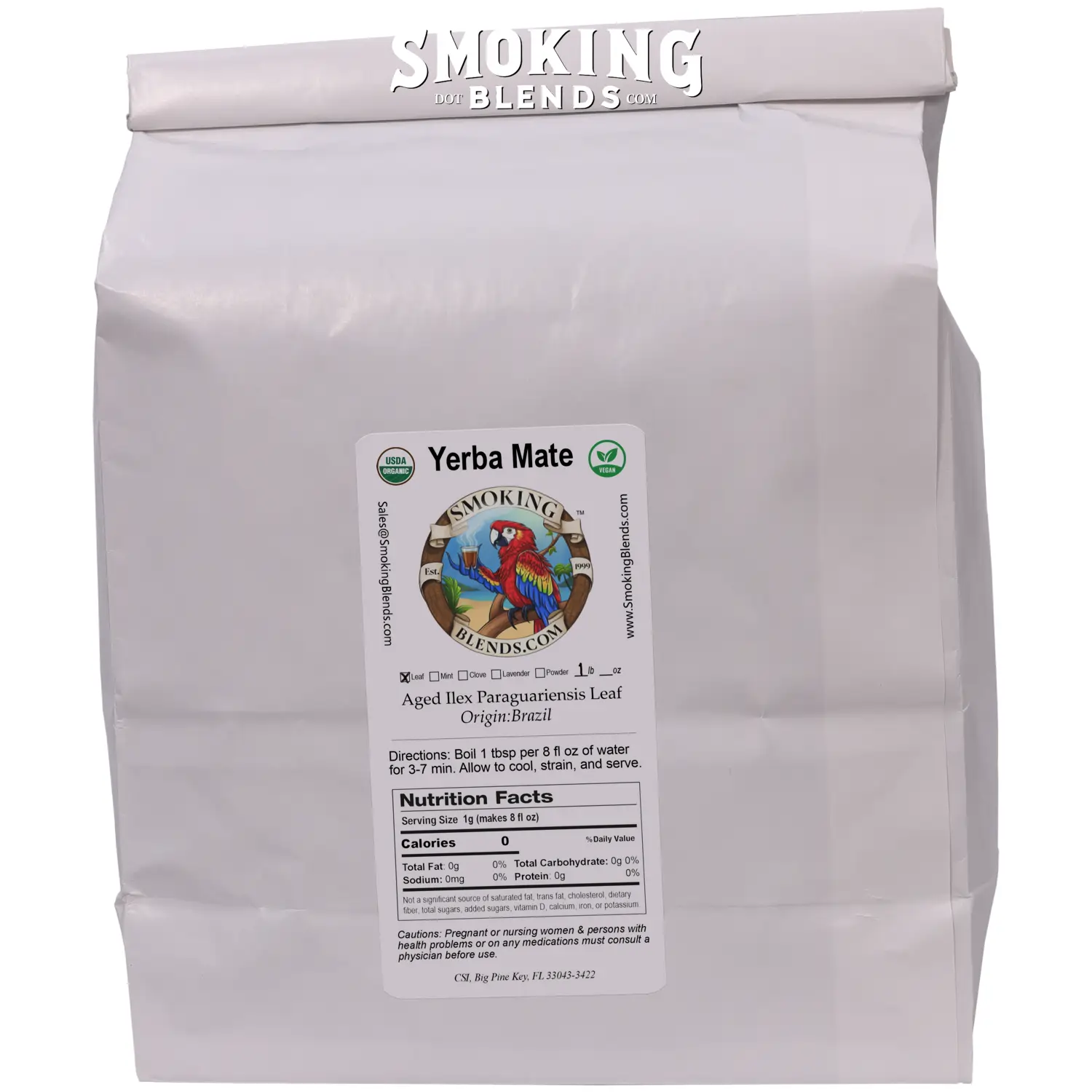 Aged Yerba Mate Tea Cut Leaf 1 Pound Bag