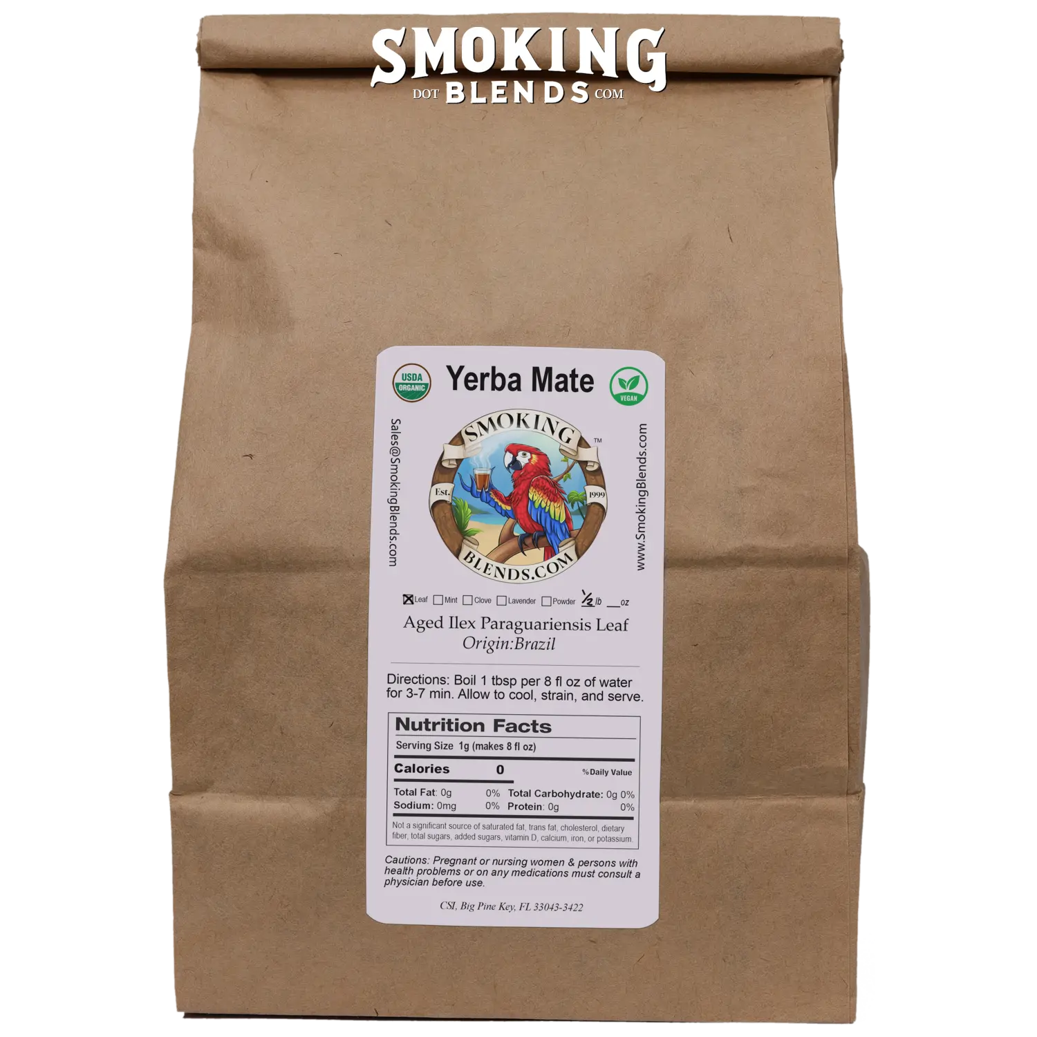 Aged Yerba Mate Tea Cut Leaf 8 Ounce Bag
