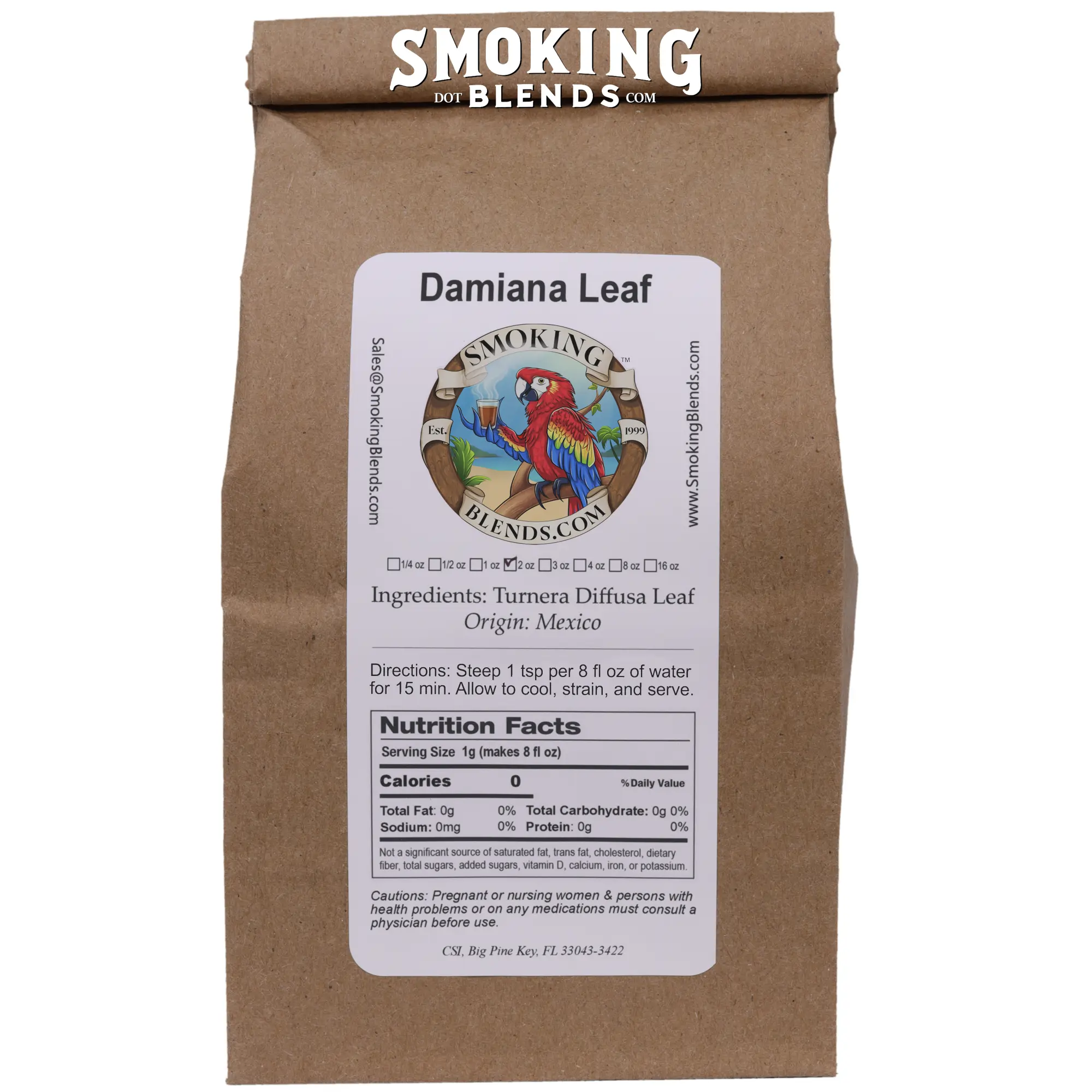 Two Ounce Package of Damiana Leaf Tea