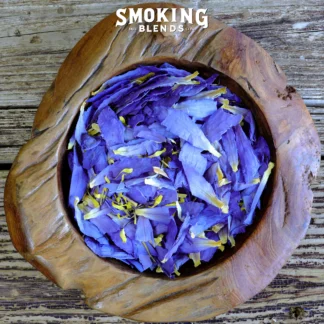 Blue Lotus Petals & Stamens Displayed in Wooden Bowl